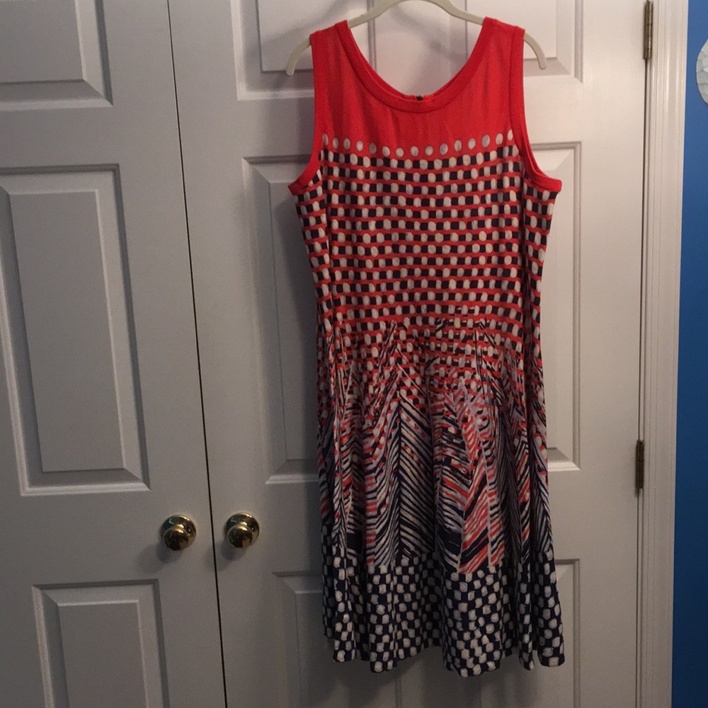 Nic Zoe 2X dress blue and orange print
